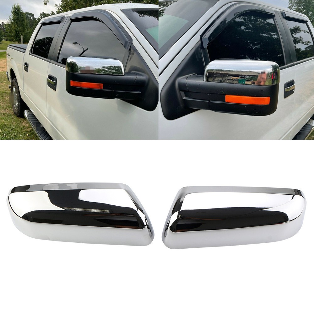 2pcs Chrome Top Half Mirror Covers for 09-14 Ford F-150 2 Door 4 Door