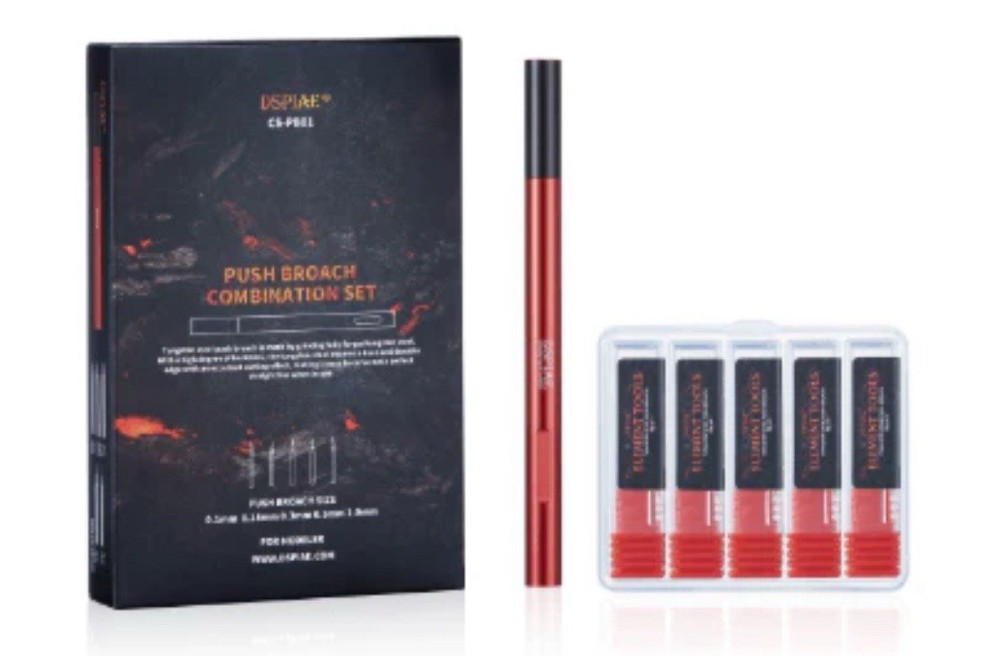 Dspiae #PB01 Push Broach Chisel/Scriber Set (5) With Handle