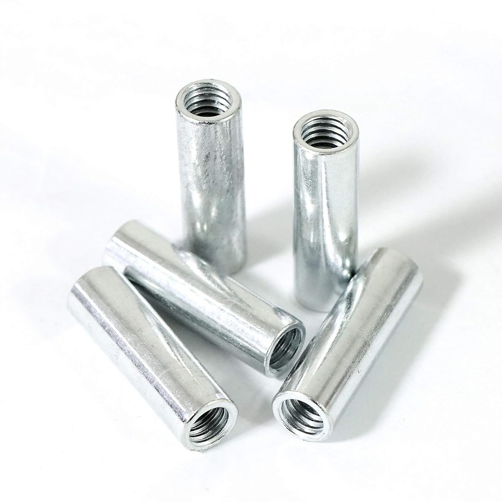 20 Packs 1/4"-20 Round Rod Coupling Nuts, UNC Threaded 1/4"-20, Silver