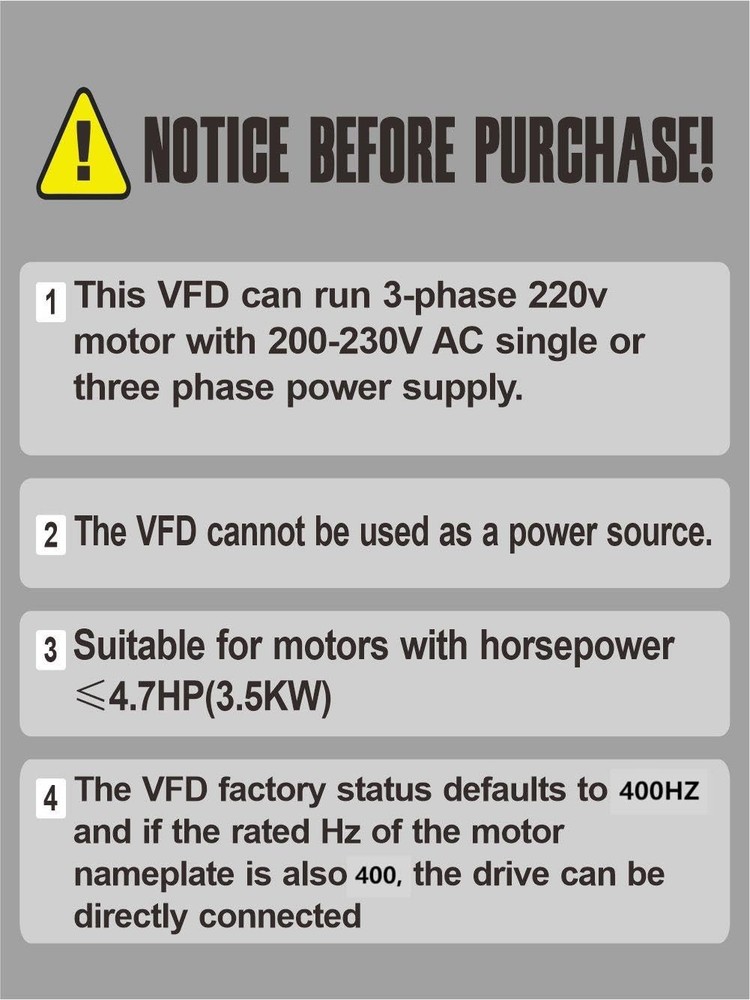 VFD Converter,Variable Frequency Drive,220VAC Single Phase Input to 220V Thre...