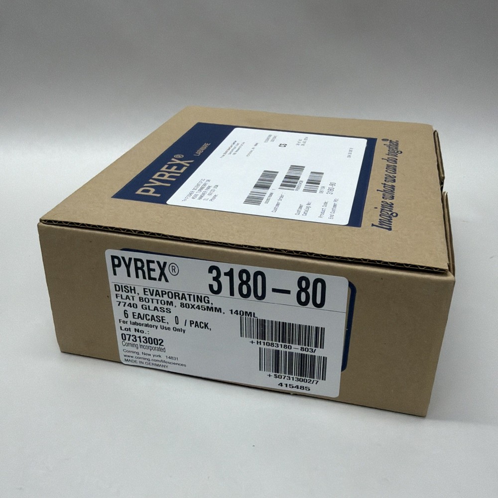 CASE! Corning PYREX #3180-80, 140mL Flat Bottom Evaporating Dishes