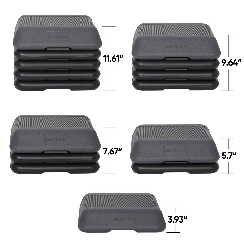 High Step Aerobic Platform with 4 Risers Training Device 16" x 16" Adjustable