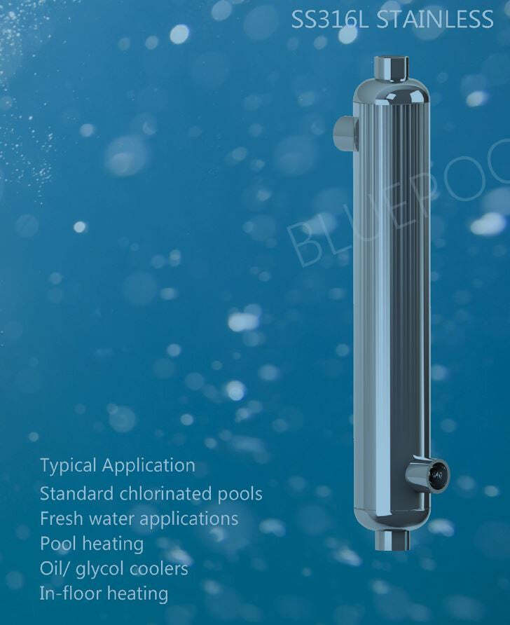 360,000 BTU Stainless Steel Tube and Shell Heat Exchanger for Pools/Spas ss