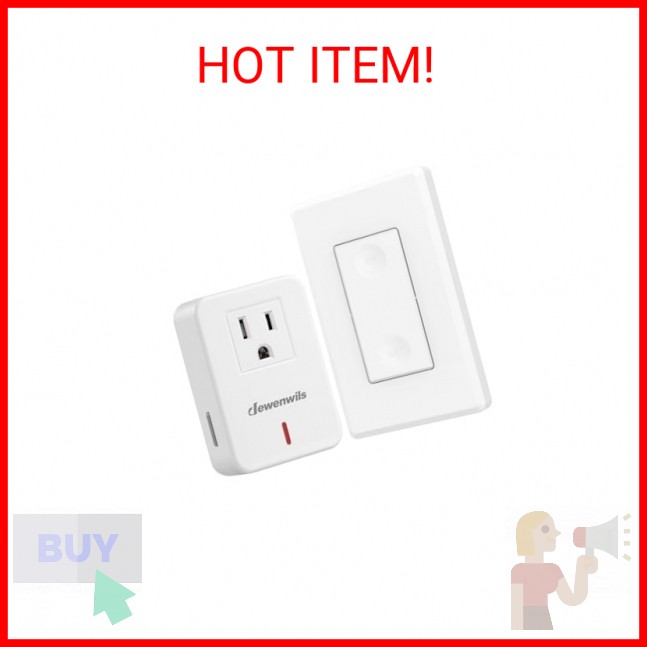 DEWENWILS Remote Control Outlet Wireless Wall Mounted Light Switch, Electrical P