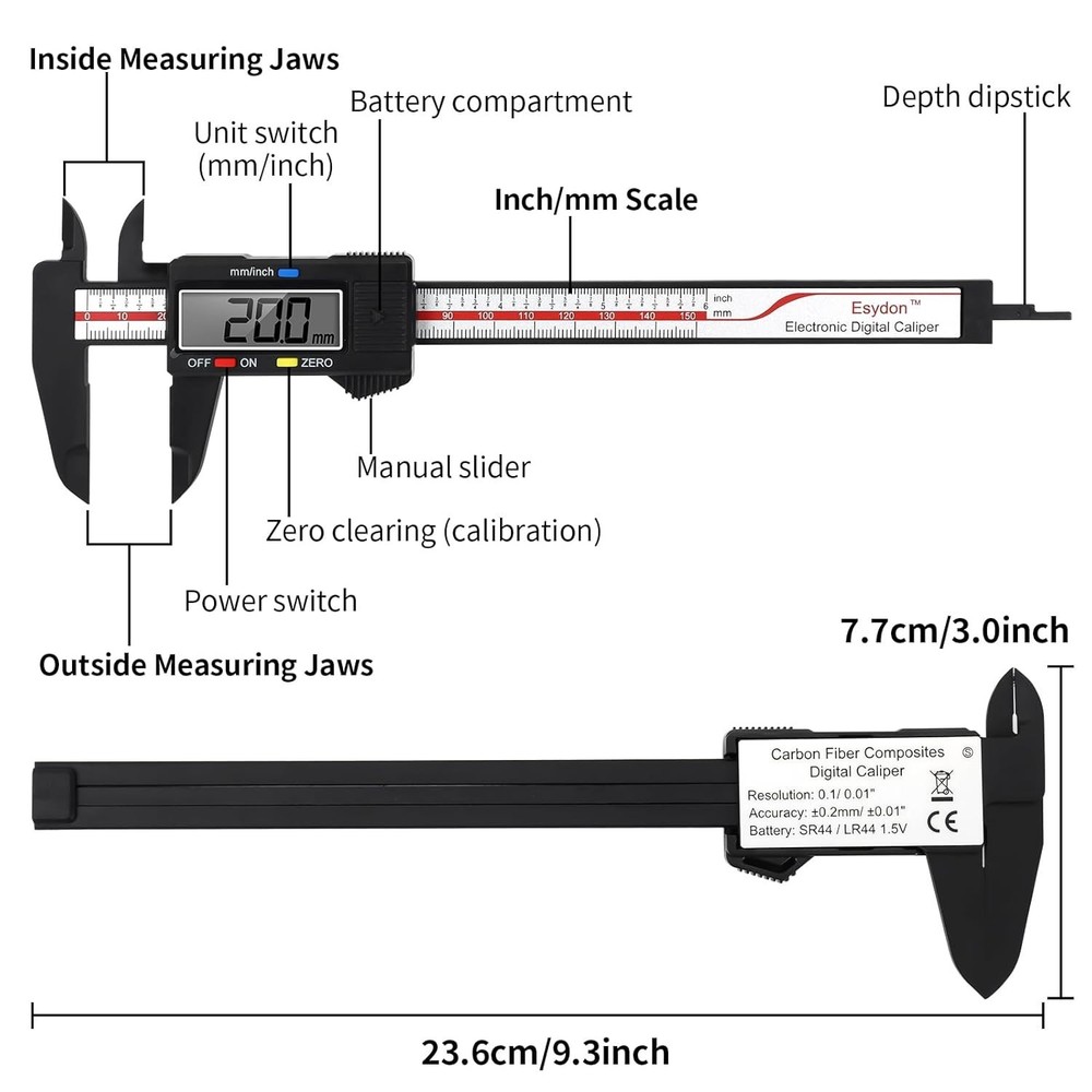 Upgraded Calipers 6 inch, Measuring Tool, Electronic Ruler, w/ LCD Screen & Case