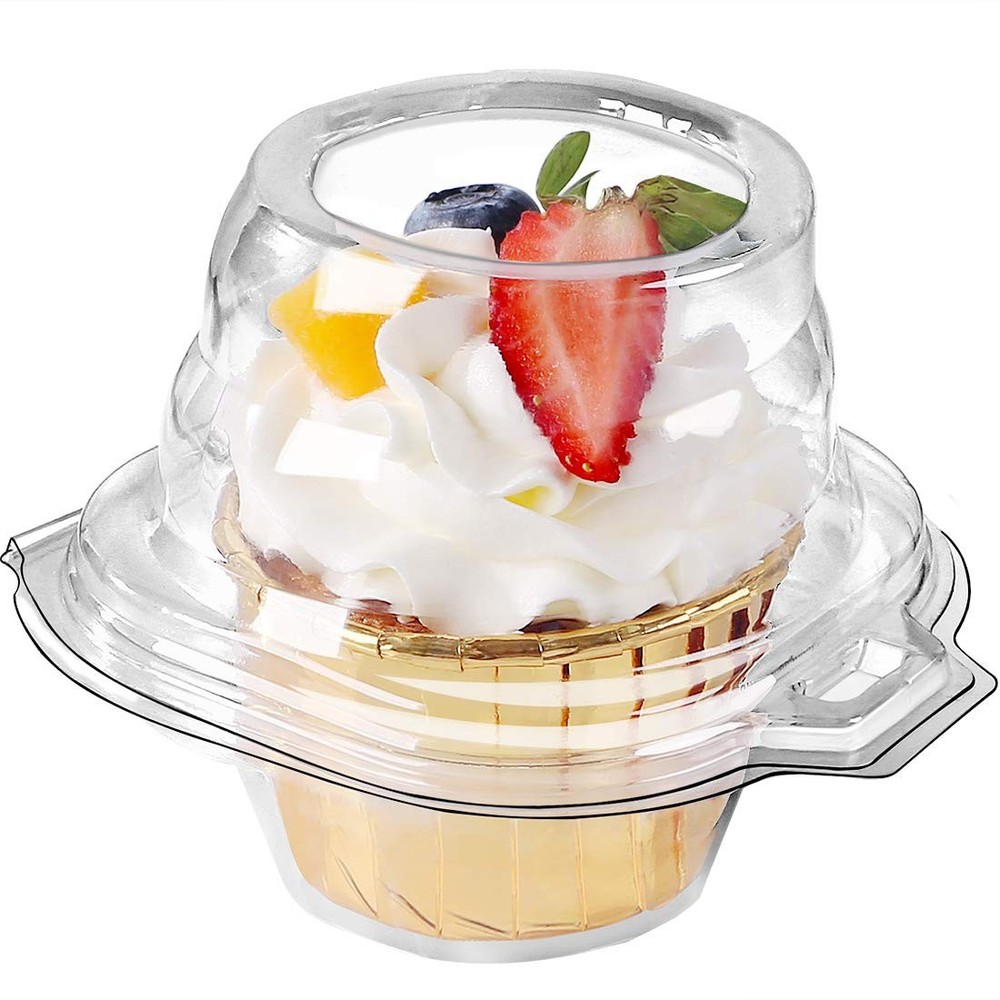 60 Packs Individual Cupcake Containers Stackable Single Compartment Disposable
