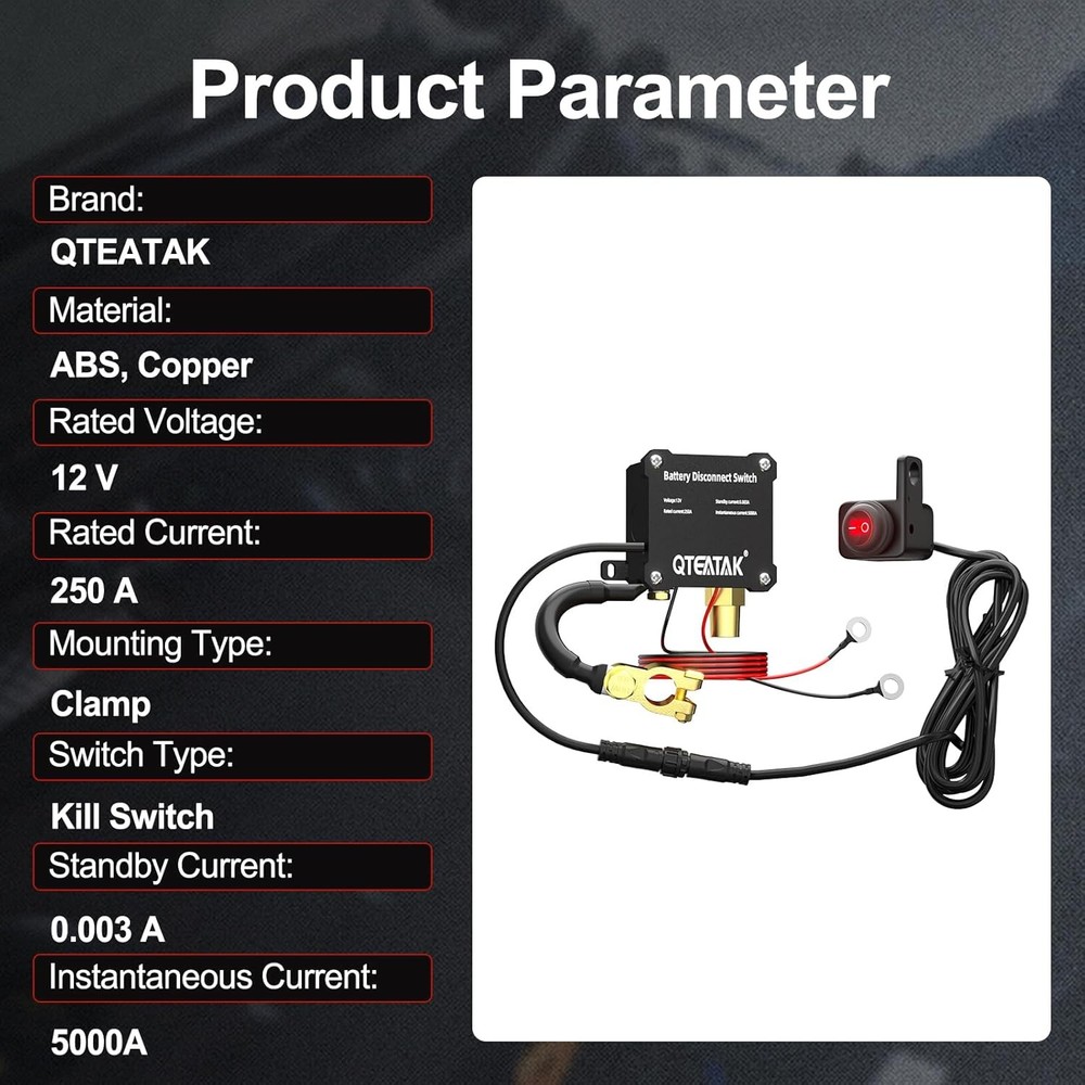 12V 250A Battery Disconnect Switch Kill Switch, Prevent Drain for...