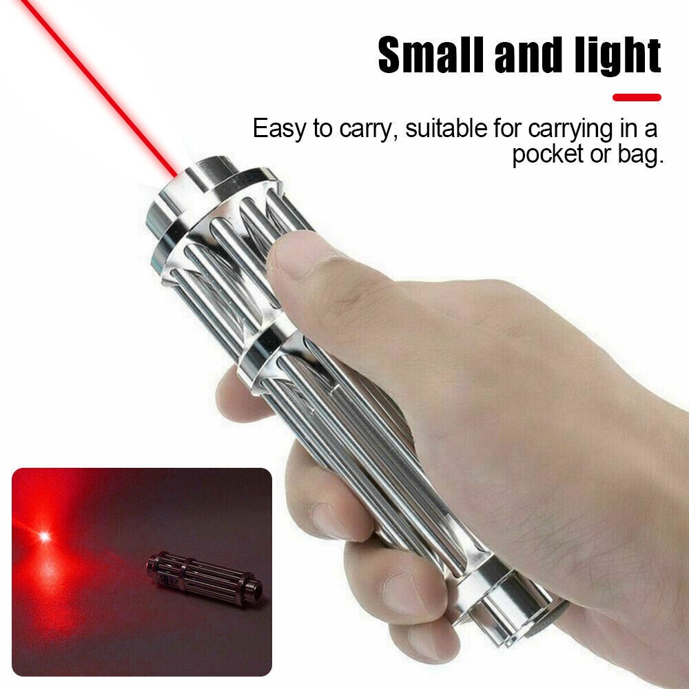 5W Red Burning Laser Pointer High Power Visible Light Beam +5 Head Caps US