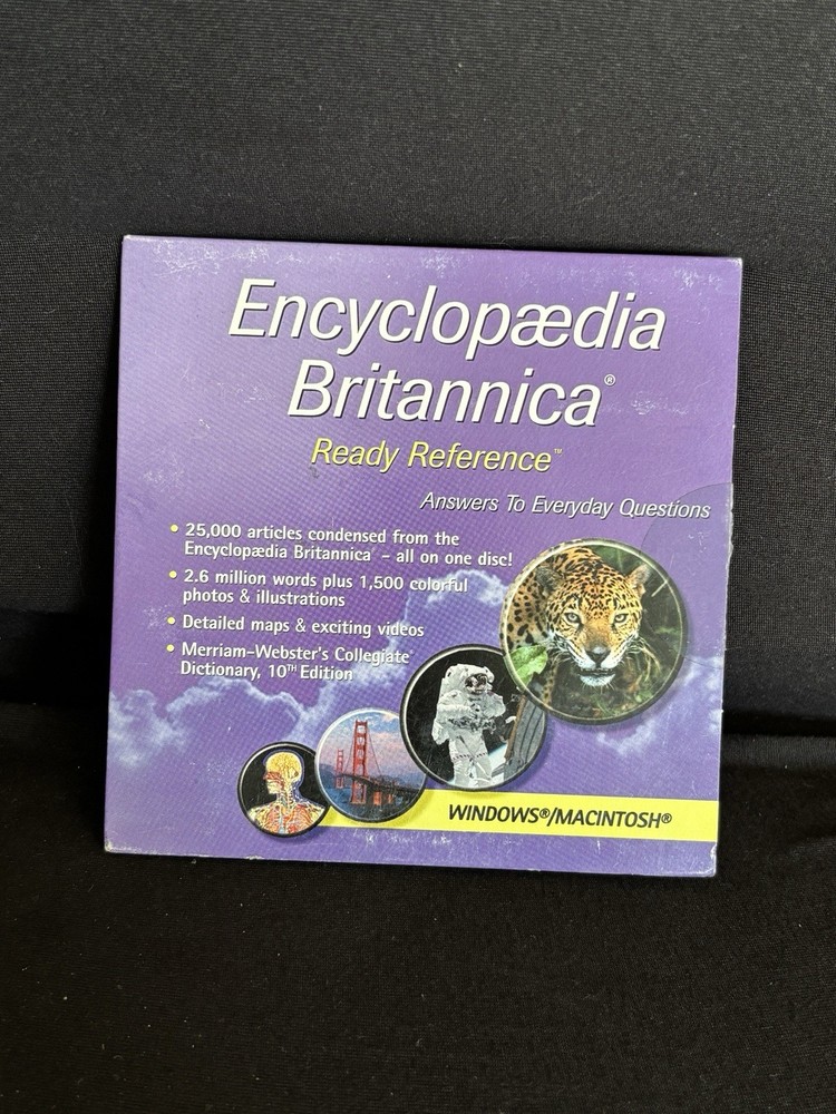 Encyclopaedia Britannica Ready Reference PC Mac CD ROM VTG 2002 Cardboard Case