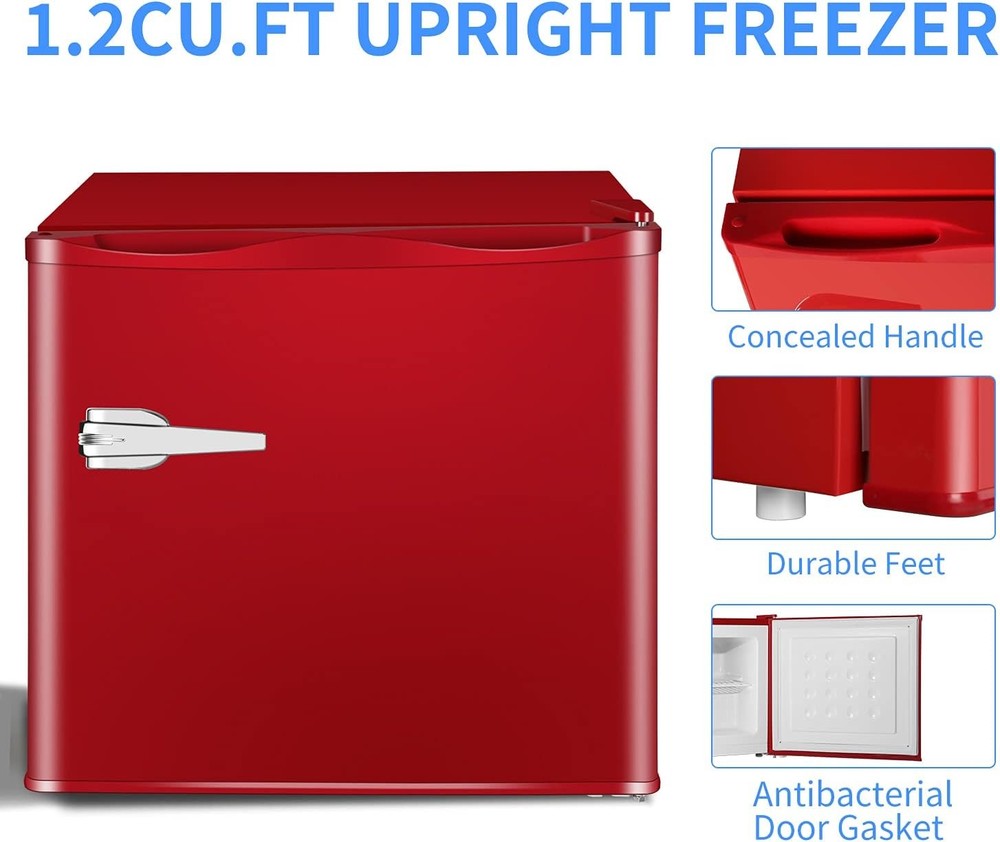 Red Mini Freezer 1.2 cu ft Compact