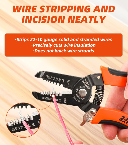 Klein Tools Wire Cutter and Stripper, for AWG Solid and 10-22 AWG