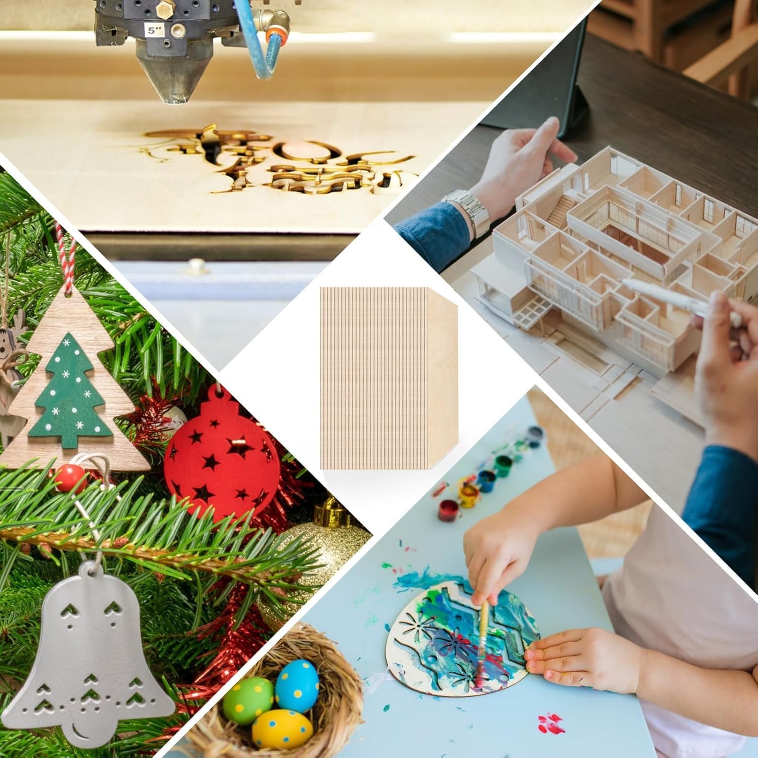 5 Pack 12"x12"x1/8 Basswood Sheets for Crafts Thin Plywood Sheets Balsa Wood...