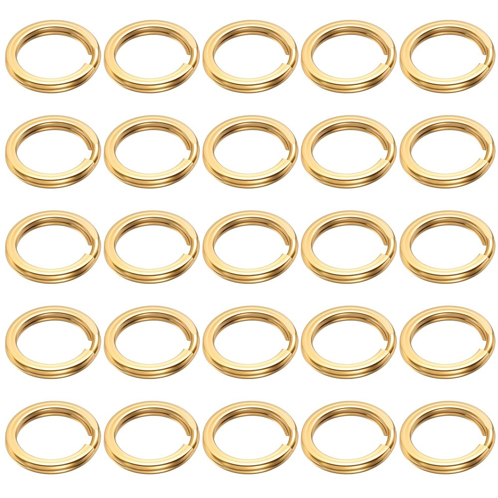 25 Pcs Brass Flat Split Key Rings, 0.59 Inch 15 mm Diameter Round Split Keych...