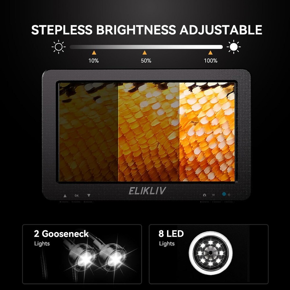 Elikliv 1200X Digital Microscope with Screen 7" LCD 12MP for Electronics Repair