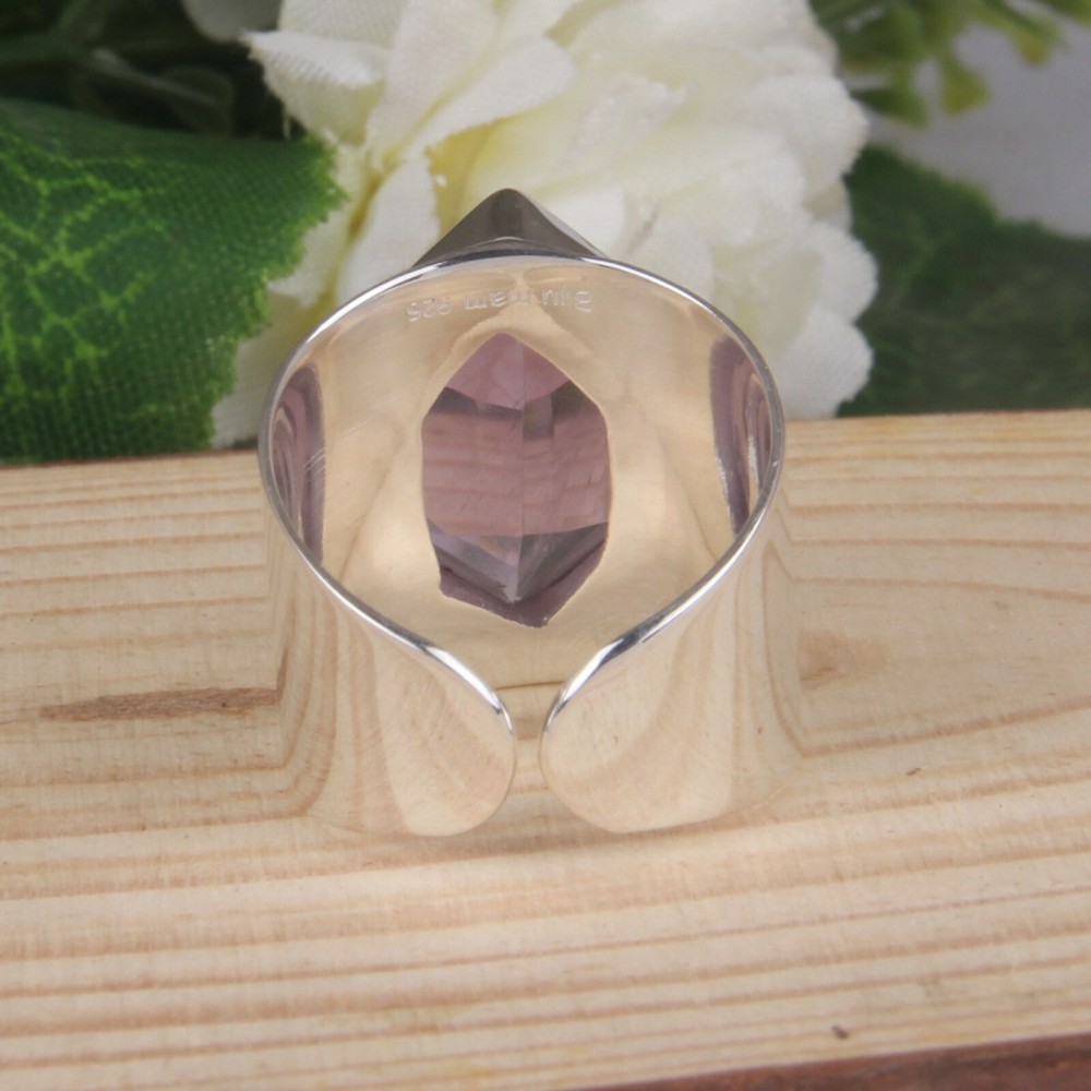 Genuine Amethyst Gemstone Ring 925 Sterling Silver Handmade Statement Rings