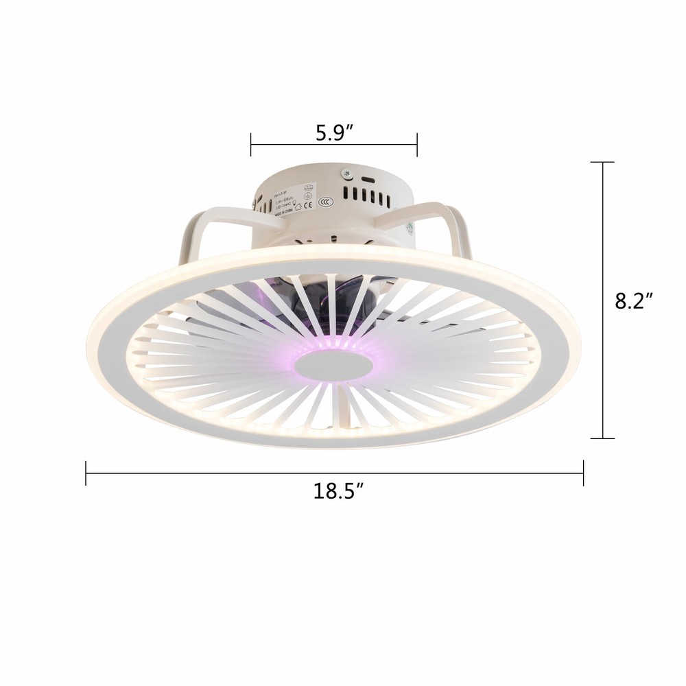 Ceiling Fan Light 48W Dimmable LED Light Flush Mount Lamp Remote Control,Timing