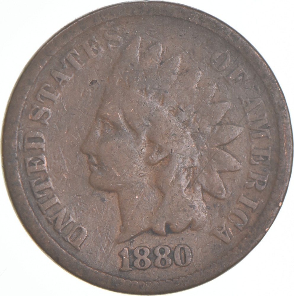 1880 Indian Head Cent AC Average Circ