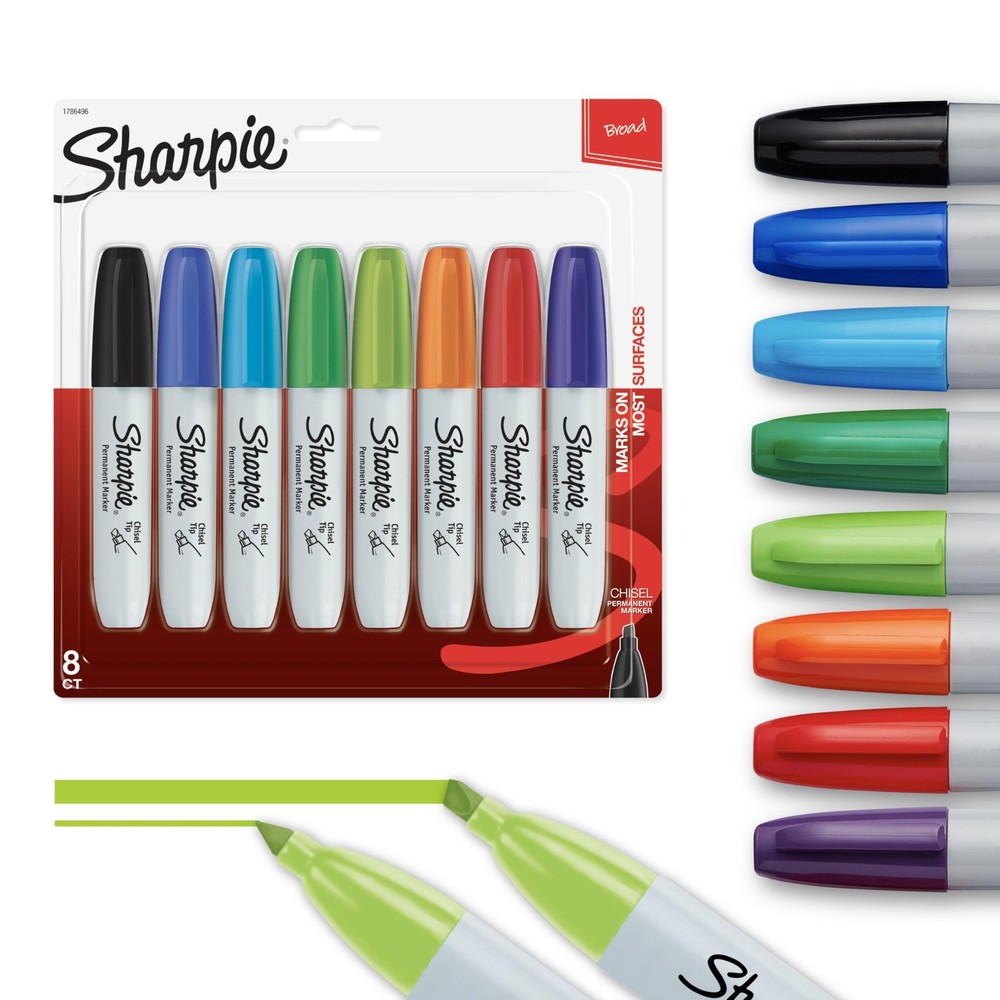 Sharpie Permanent Markers Chisel Tip Marker Set Poster Markers For Wood Plast...