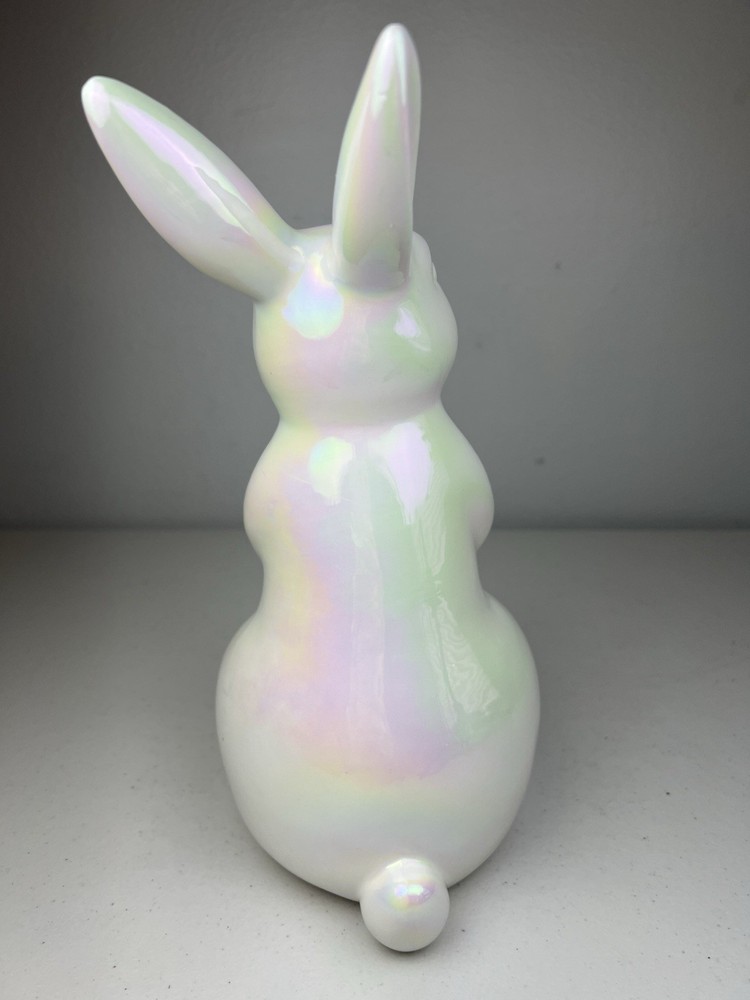 Iridescent Bunny Rabbit Figure Easter Decor 9.5"