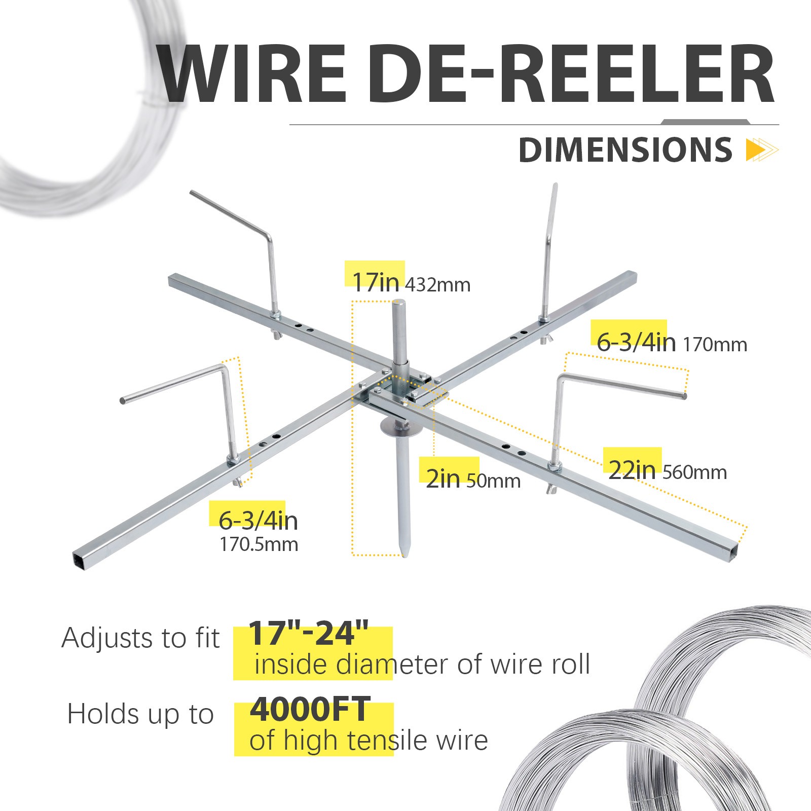 Spinning Jenny Fence Wire De-Reeler For Both High Tensile Other Fence Systems