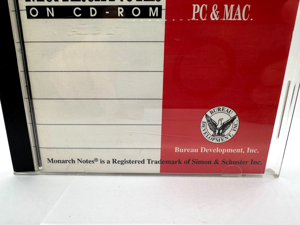 Monarch Notes on CD-Rom PC & MAC Computer Software Program - 1991