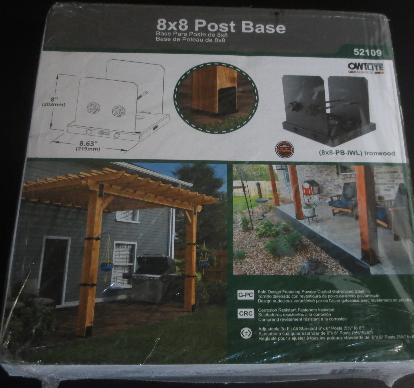 Ozco Ironwood Lite 8x8 Post Base Kit - 52109