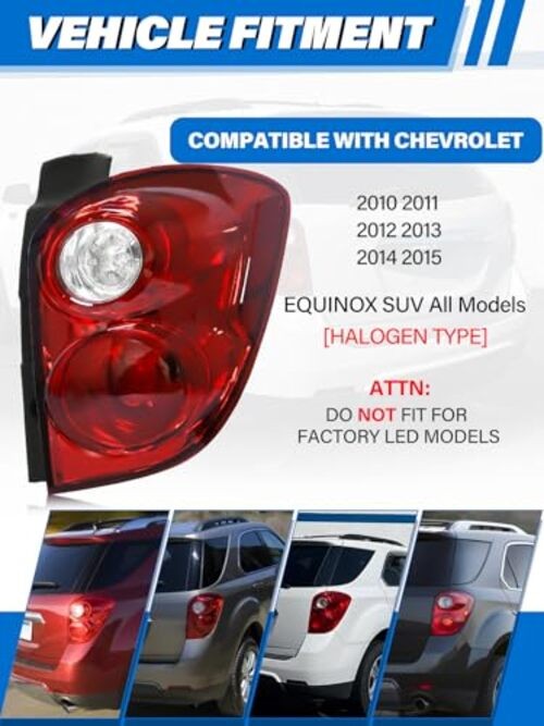 Tail Light Assembly Compatible with Chevy RIGHT PASSENGER SIDE 2010-2015