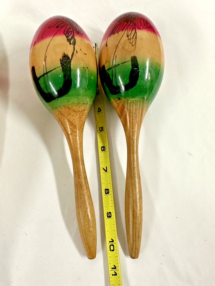 Large & Small Maracas with Guiro-Bundle, Hand Painted - EXCELLENT