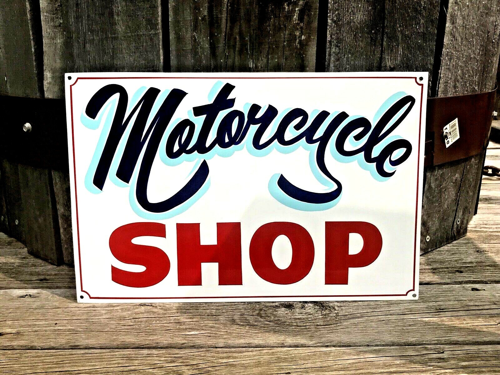 Hand Painted MOTORCYCLE BIKER SHOP Sign STURGIS GARAGE SHOP MAN CAVE Repair Sale