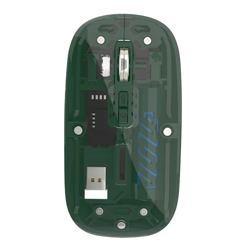 Transparent Dual Mode Wireless Mouse 2.4G Bluetooth Rechargeable Mouse Silence