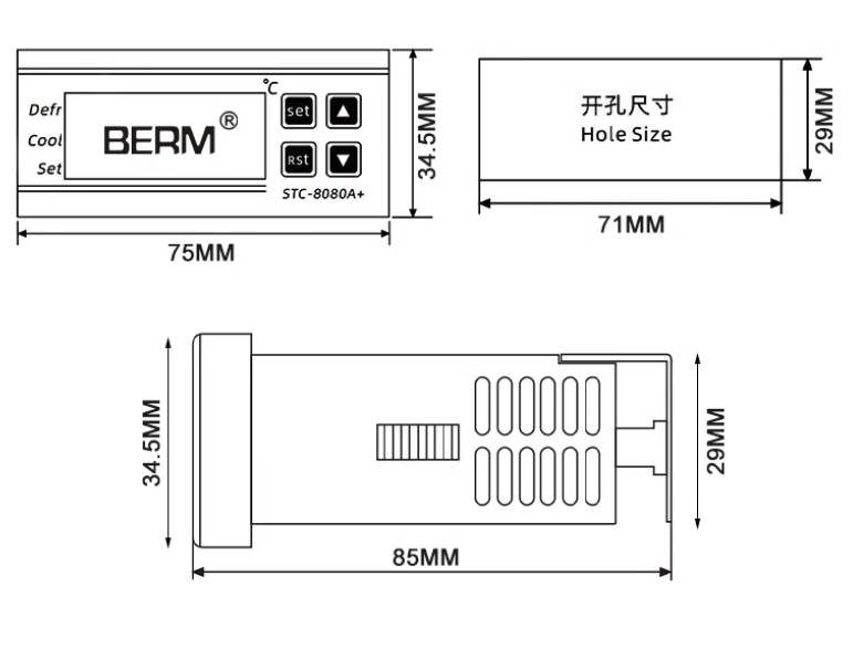 Digital Temperature Controller STC-8080A+ Microcomputer Temp Controller 220V