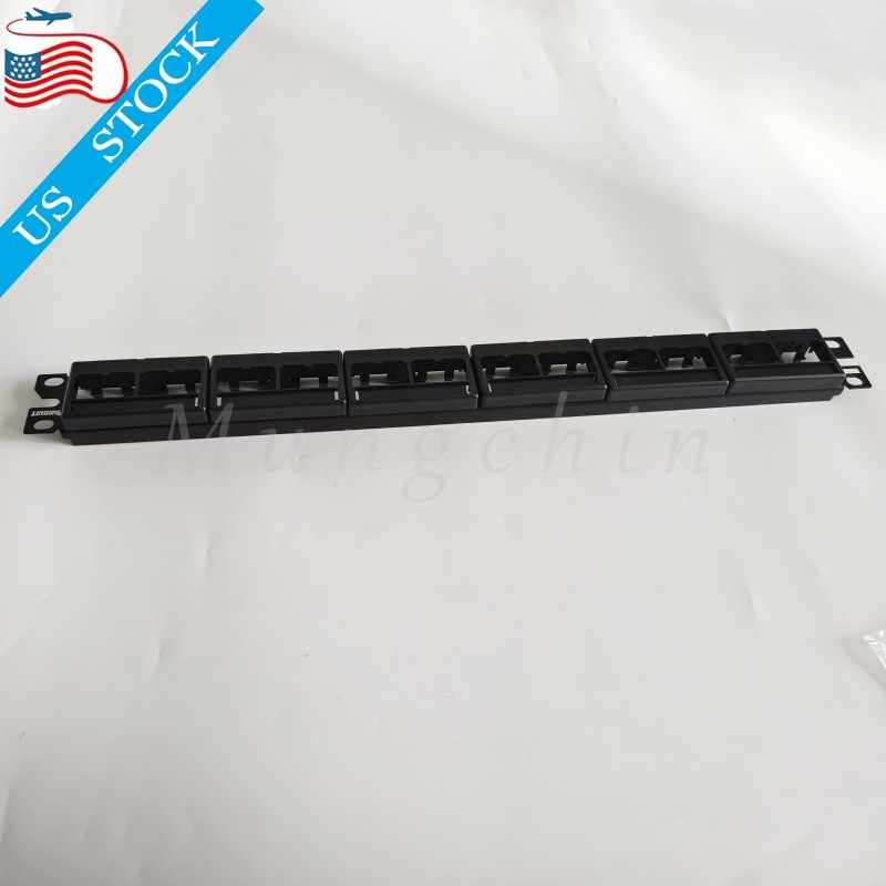 Set Mini Com Modular Patch Panel For Panduit CPP24WBLY Cat 6, 5E w/ Faceplates