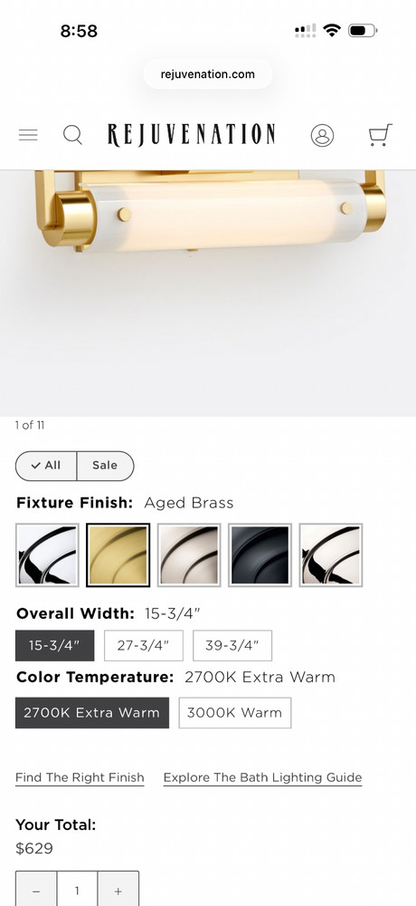 Rejuvenation Wall Lamp Aged Brass