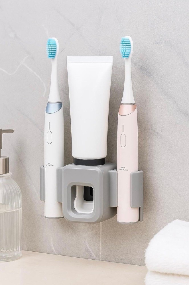 Wall Mounted Toothbrush Holder And Toothpaste Dispenser
