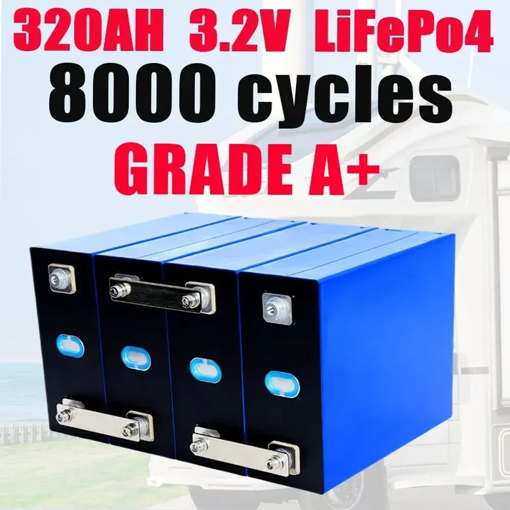 3.2V 320Ah Lifepo4 Battery Grade A li-ion Iron Phosphate, for 12V Golf Cart 2025