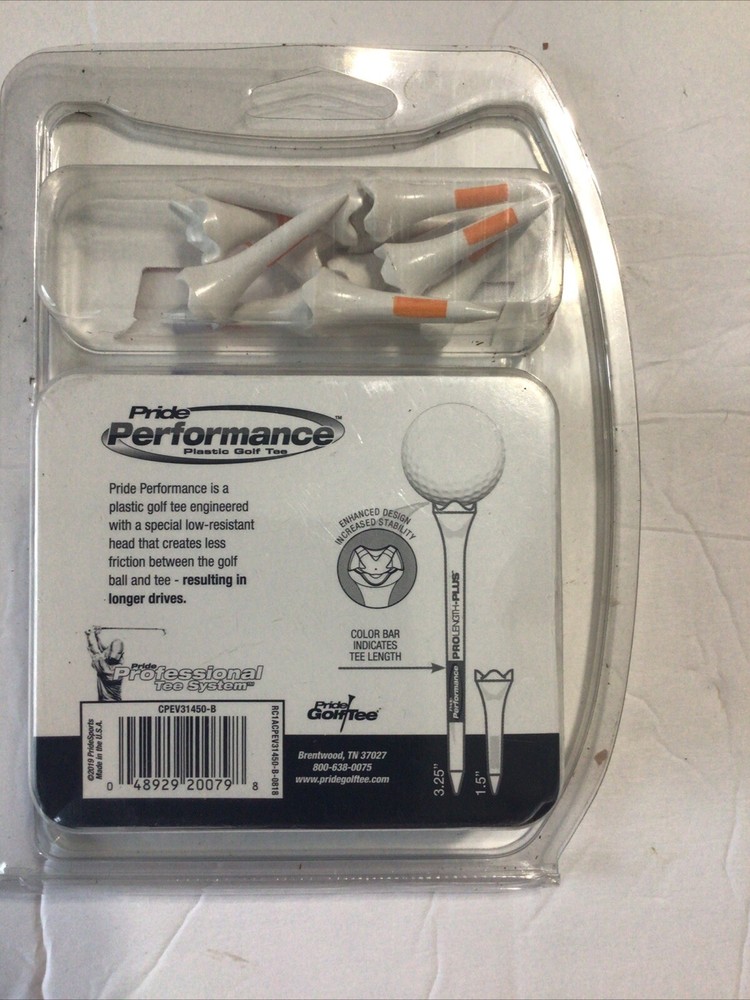 Pride Professional Tee System Combo Pack Plastic Golf Tee 1 1/2 44Tees 3 1/4