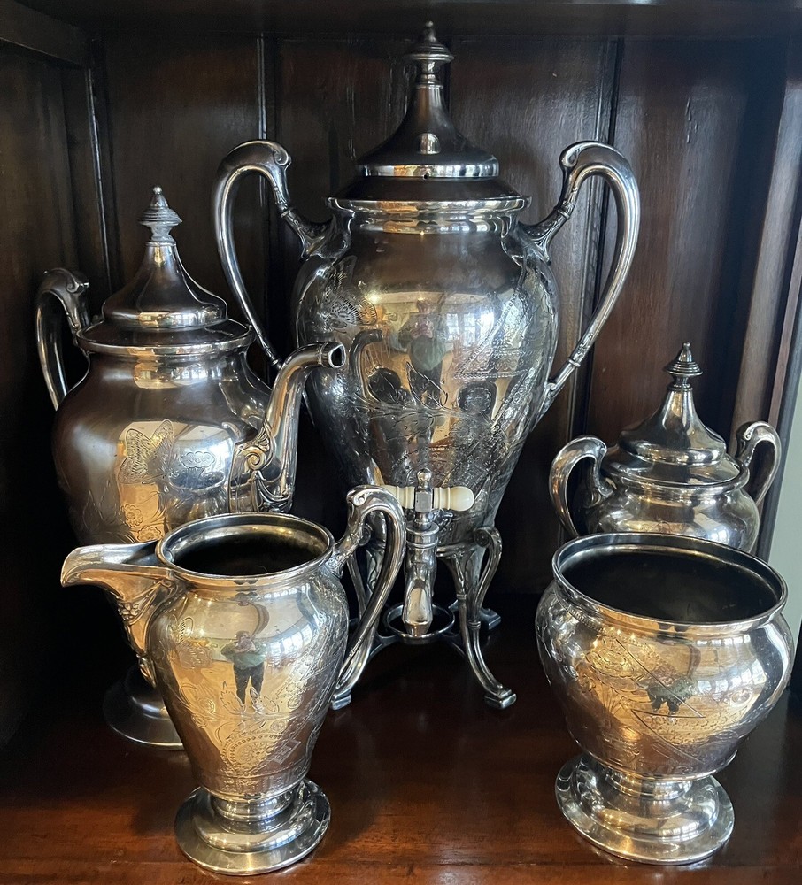 Coffee Tea Set Reed & Barton Victorian East Lake Design  5 Piece Set