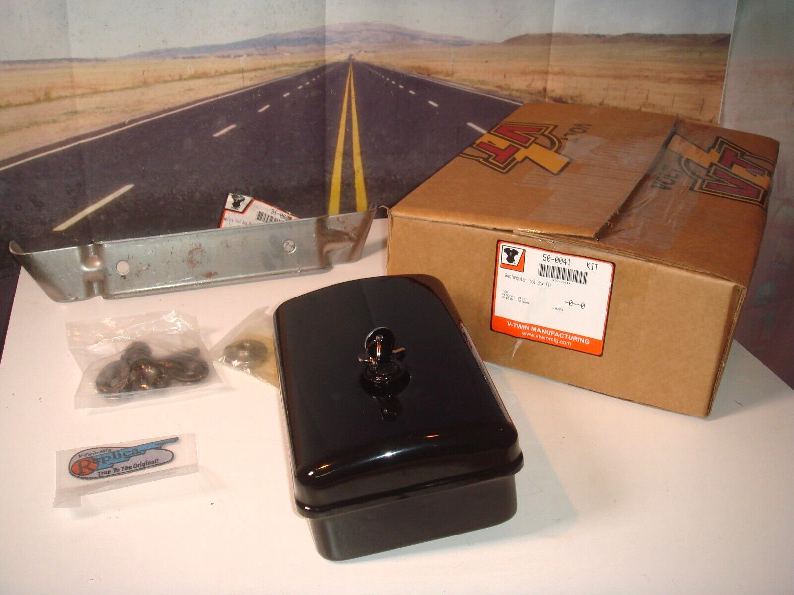 Harley Tool Box Knucklehead EL FL Black UL Mount Kit 1936-1947 V-Twin 50-0041 X3