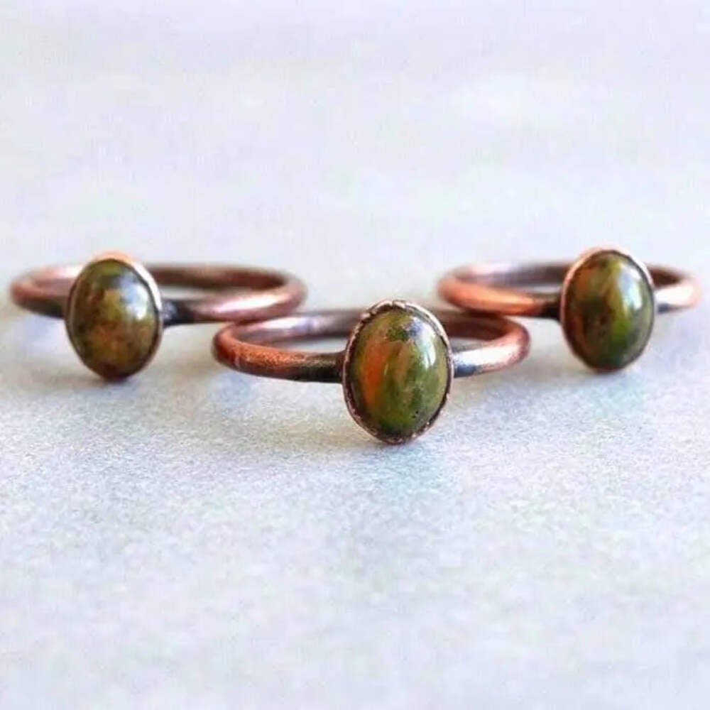 Unakite Ring | Electrofromed Copper Jewelry