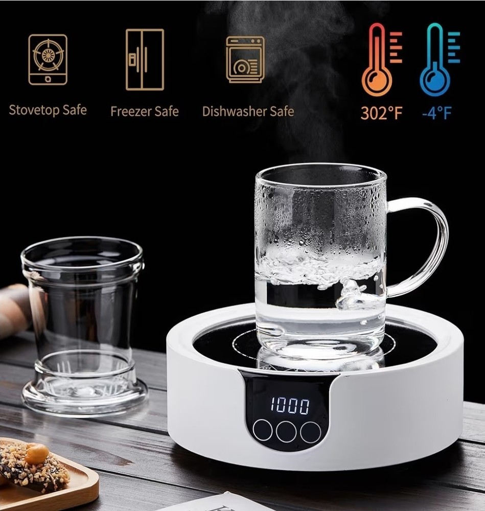 Glass tea cup with infuser and lid Handle