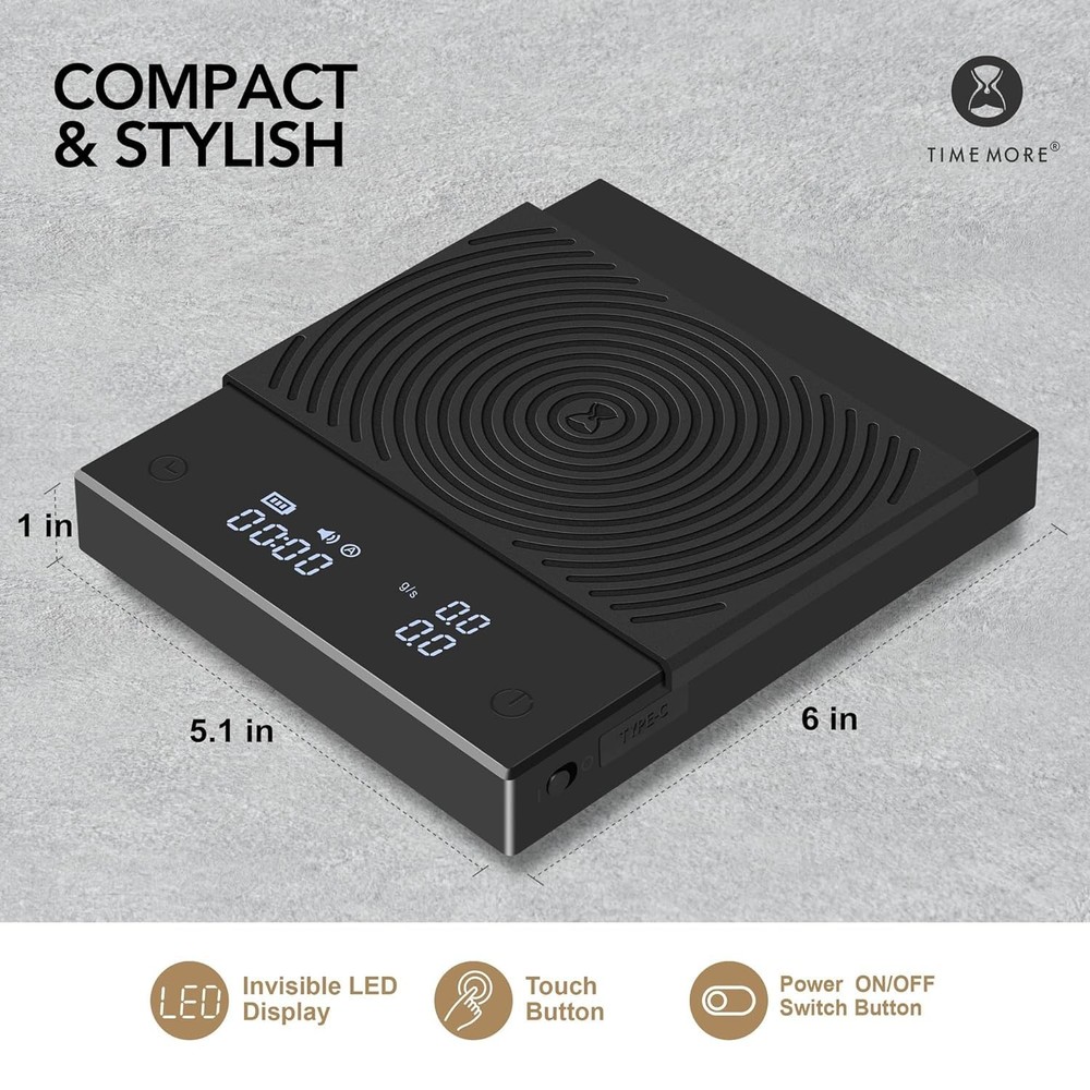 Black Mirror Basic 2 Coffee Scale Espresso/Pour Over with Auto Timer and Flow...