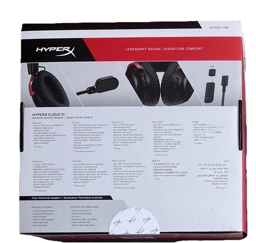 HyperX Cloud III Wireless Gaming Headset for PC, PS5, PS4, DTS| Black & Red