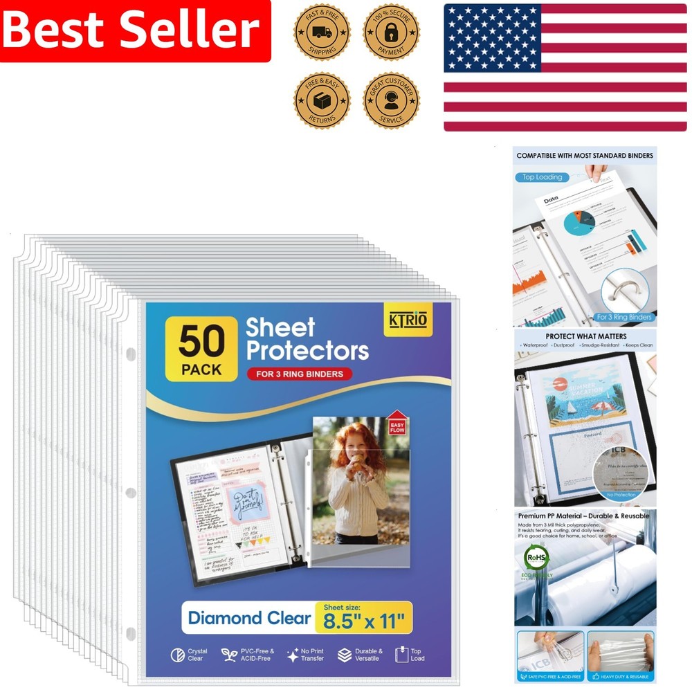 Clear 8.5 x 11 Document Sleeves -  Polypropylene Sheet Protectors 50/Pack