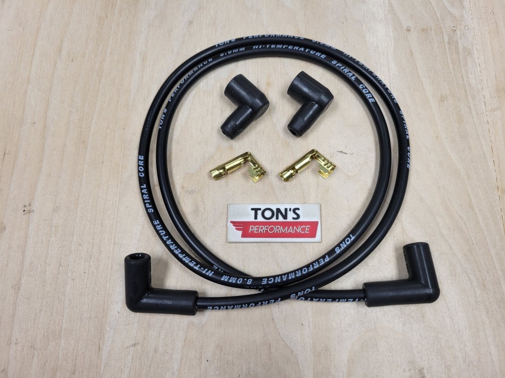 Ton's 48" Universal Black 8mm Spark Plug Wire kit Spiral suppression core 90*