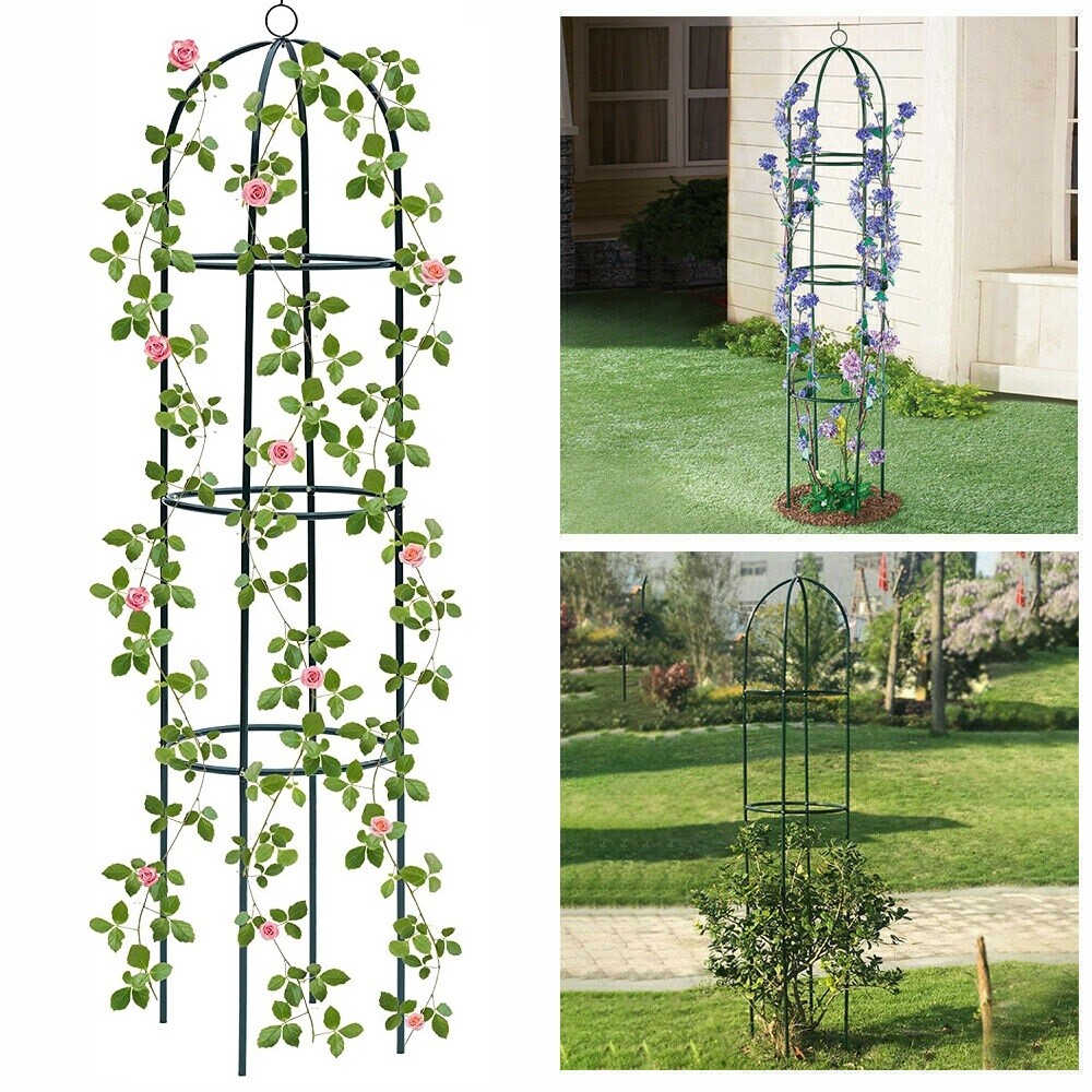 1 2 Pack Metal Garden Obelisk Trellis for Climbing Plants Outdoor 6.3 FT Round