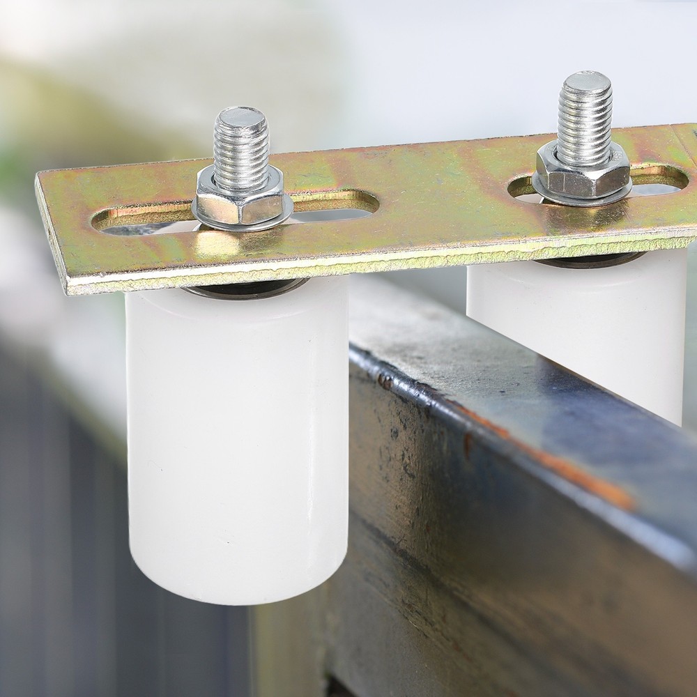 2Set Slide Gate Guide Roller, 2-3/8"x3-1/8" Nylon Gate Support & Bracket, White