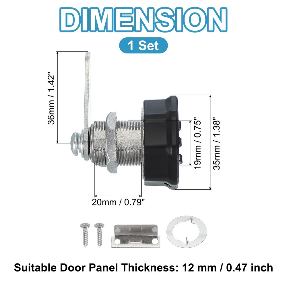 13/16" Combination Cabinet Cam Lock Cylinder Password Coded Lock Black