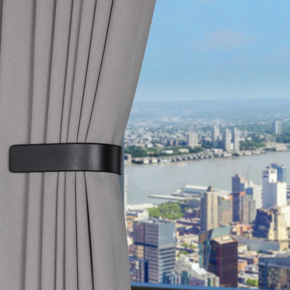 2 Pack Modern Curtain Holdbacks - Solid Aluminum U Shaped Wall Mount Curtain ...