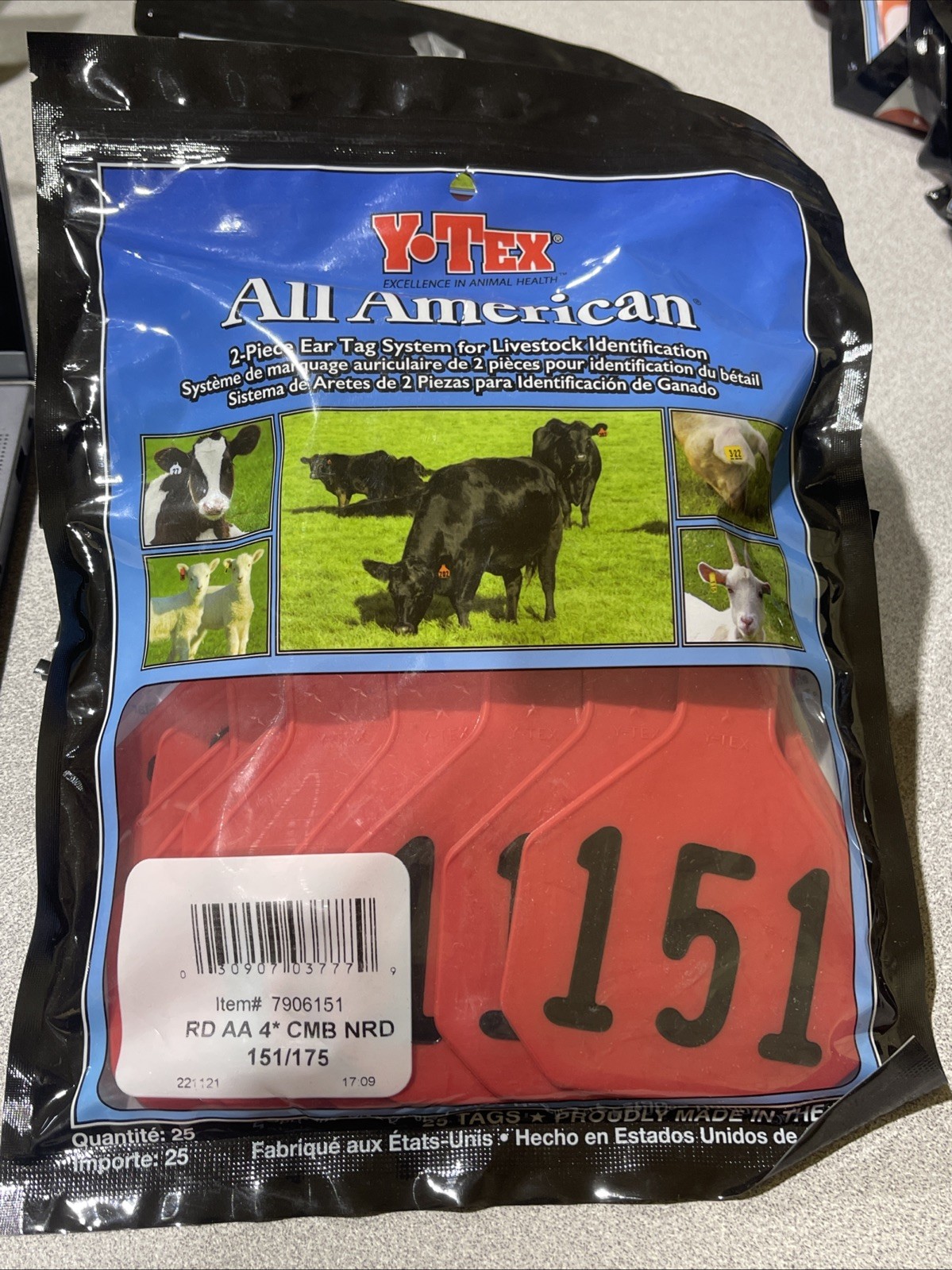 Y-Tex 4 Star Large Cattle Tags 25 Pack, 2 Piece Ear Tag System, Red AA, 151-175