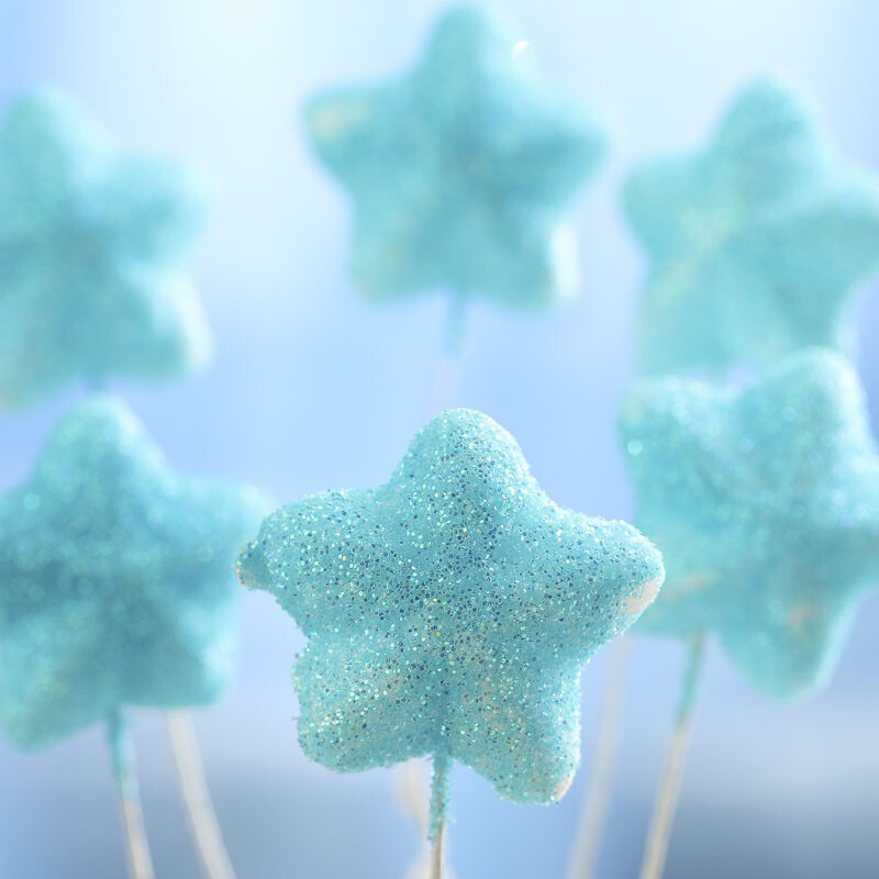 Individual Aqua Glittered Star Sprays